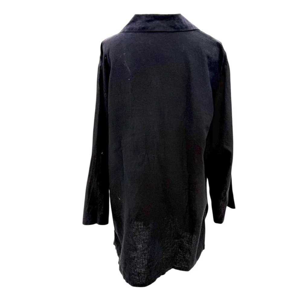Habitat Womens Jacket Black Hemp Organic Cotton Button‎ Down  Lagenlook  XL